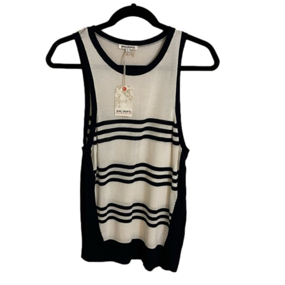 RAG Poet’s Sleeveless Sweater Vest, Navy and Cream Size L - Picture 1 of 7